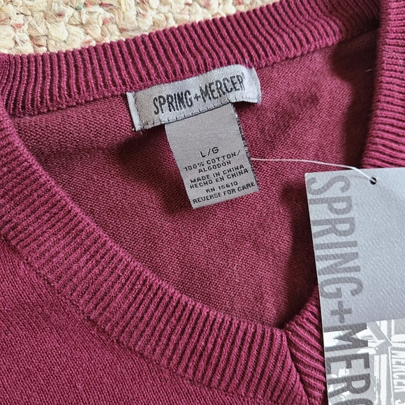 Spring + Mercer Men's Burgundy Cotton Sweater Size Lg - Picture 3 of 4